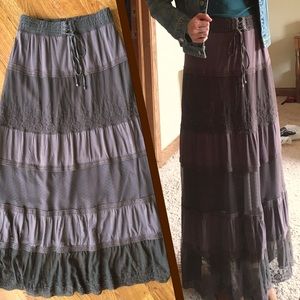 Boho Maxi Skirt with Lace